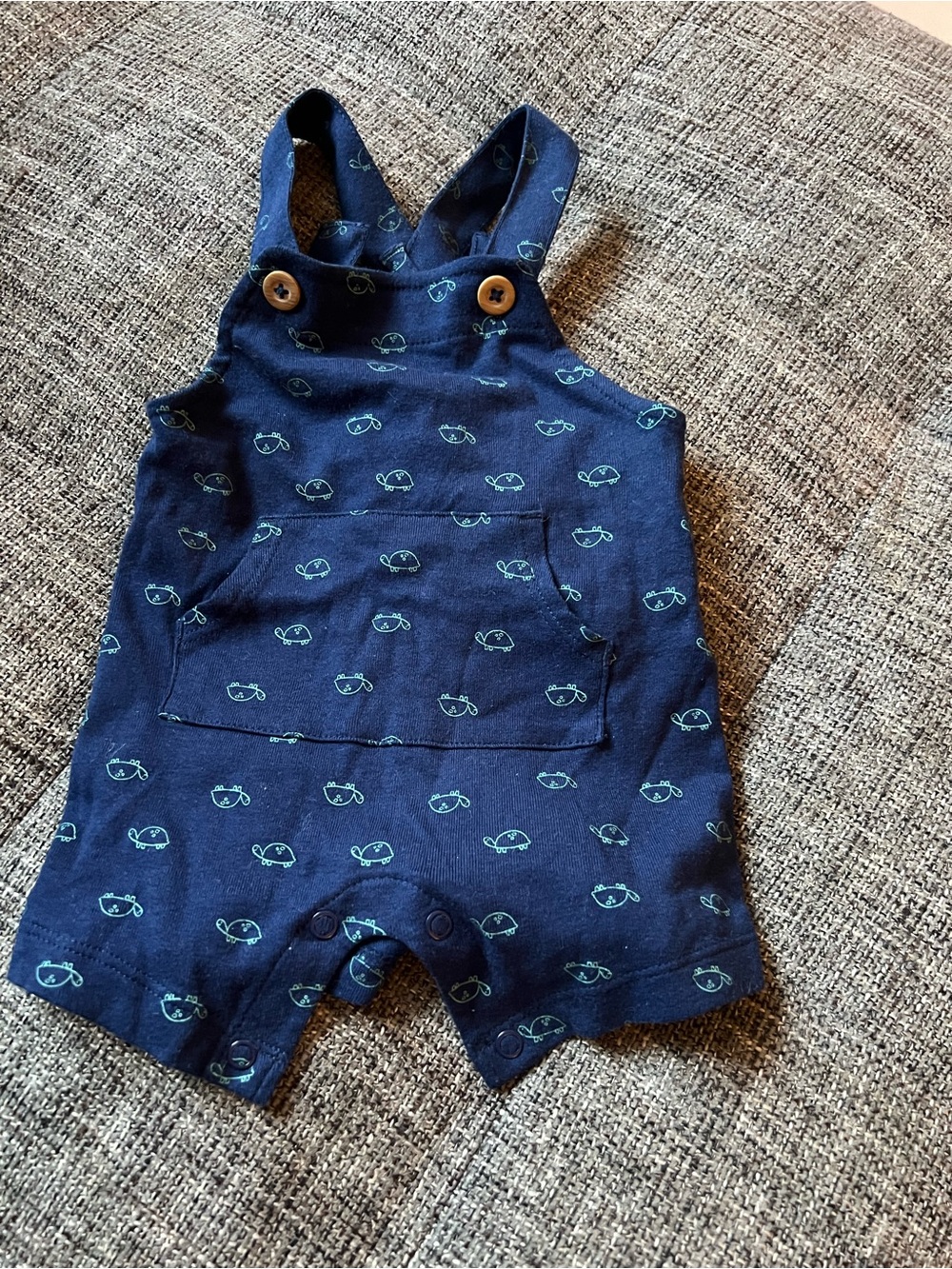 Carter's Navy Whale Print Short Romper with Button Straps
